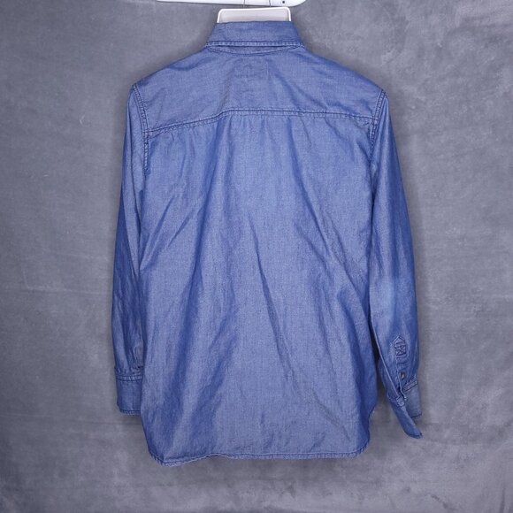 Chicos Womens Button-Up Chambray Shirt XL ( 3) Chest Pockets Collared Neck - Picture 3 of 5